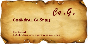 Csákány György névjegykártya